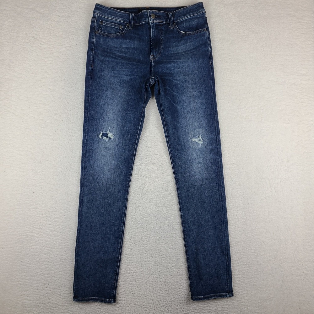 EXPRESS Jeans Mens 32x34 Blue Skinny Distress Hyper Stretch Dark Wash Denim